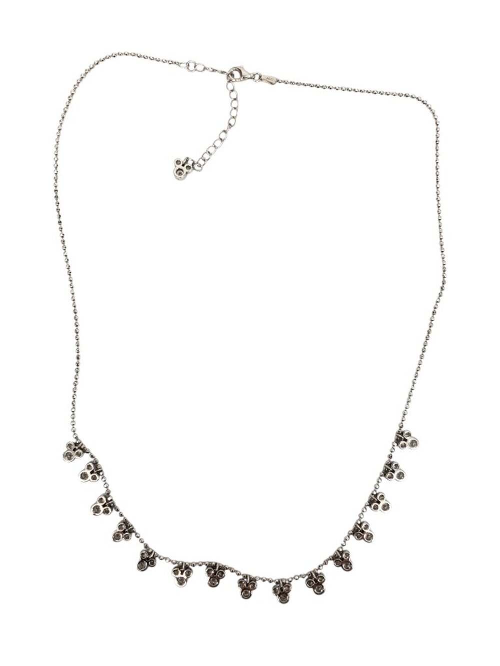 Disney Sterling Silver CZ Mickey Mouse Station Necklace #24456